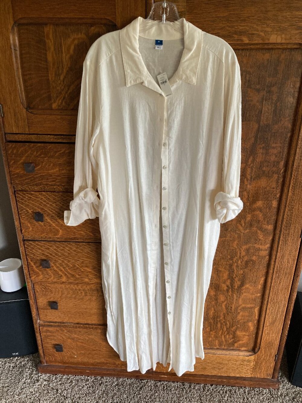 Old Navy maxi shirt dress, warm white/off white, XL, New with Tags